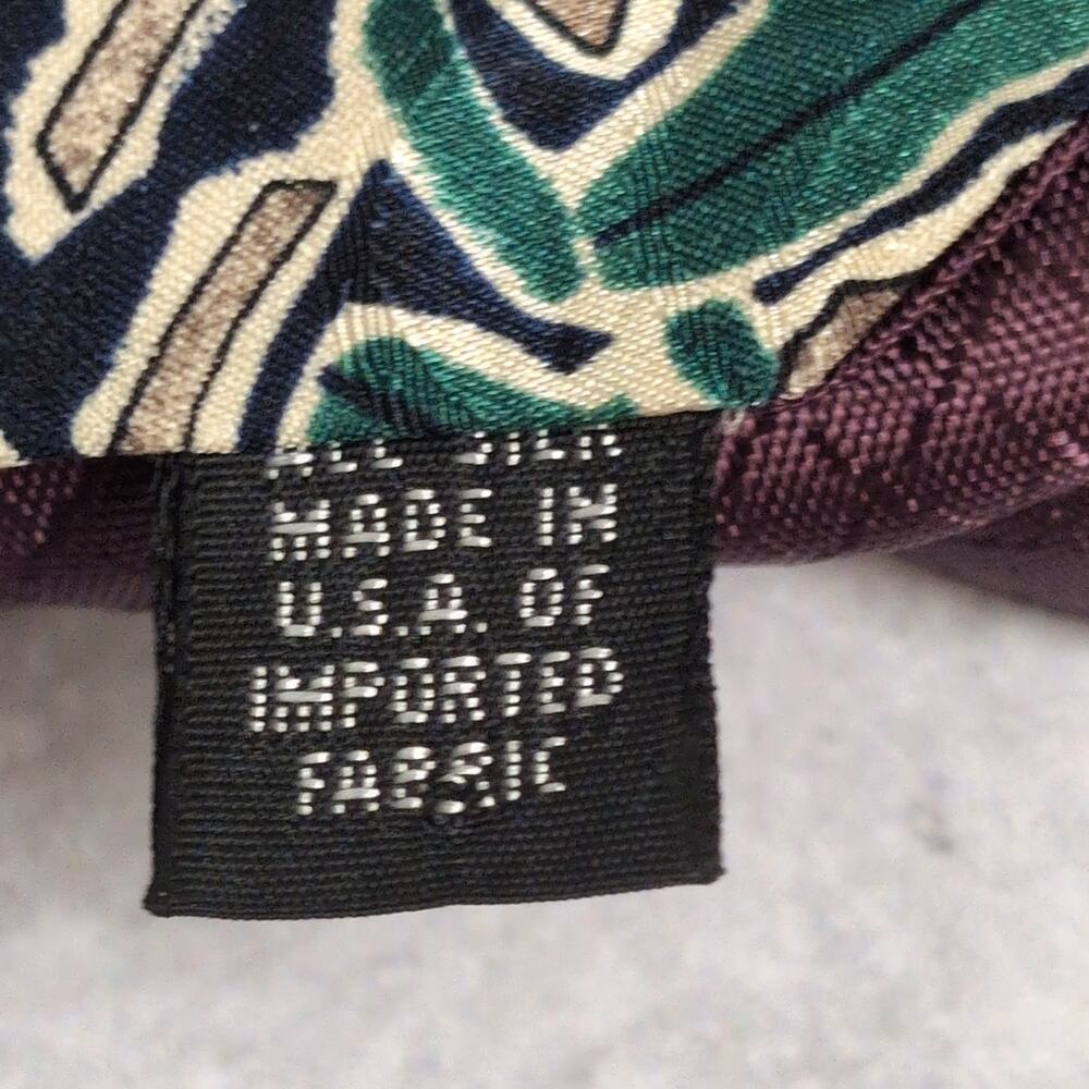 VINTAGE Christian Dior Monsieur Silk Tie Geometric Floral Navy Green Brown USA - Picture 4 of 6